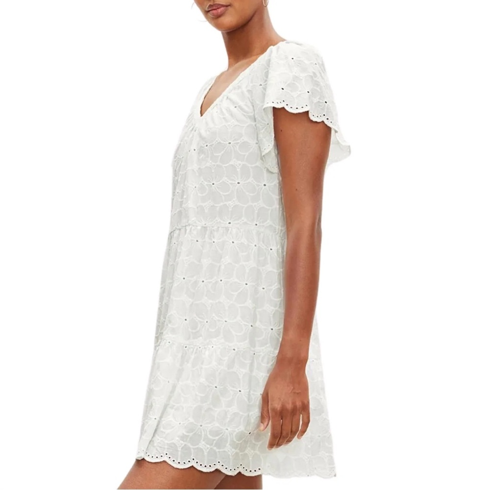 Velvet Wynette Embroidered Cotton Dress.in White, Mini Dress, XS
